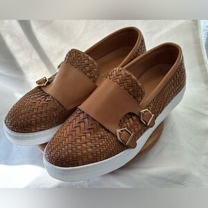 Mark Nolan Kyler Cognac leather woven sneakers Monk Strap men’s size 9